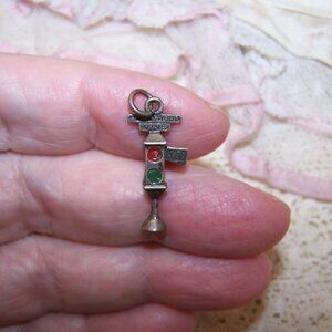 Sterling Silver Red Green Enamel Hollywood & Vine Traffic Light - Yes or No